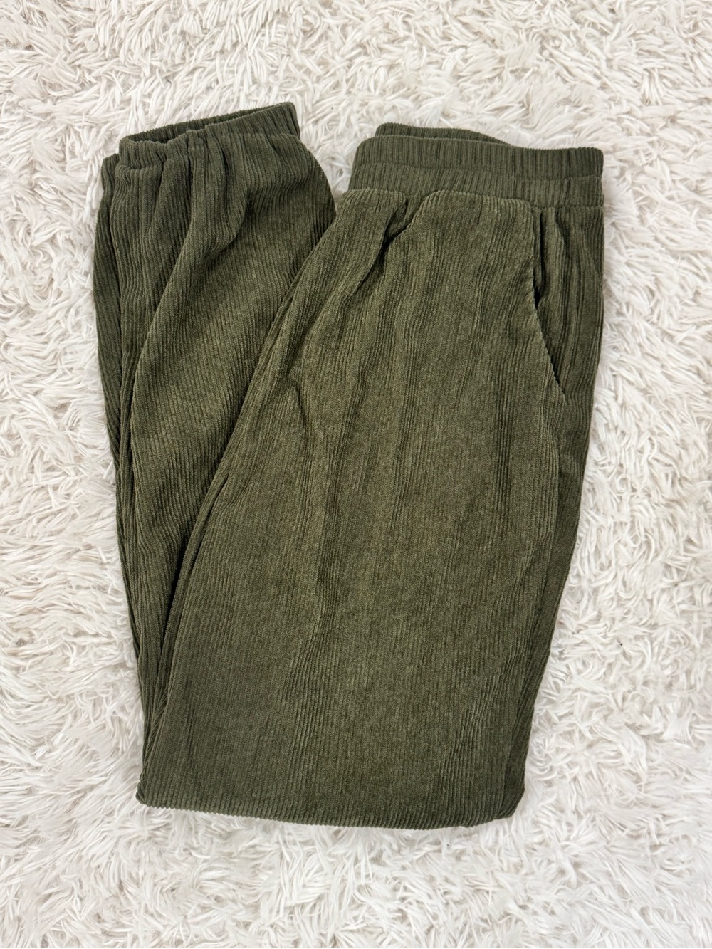 Women’s Olive Green Corduroy Jogger Pants